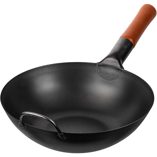 Yosukata black carbon flat bottom wok