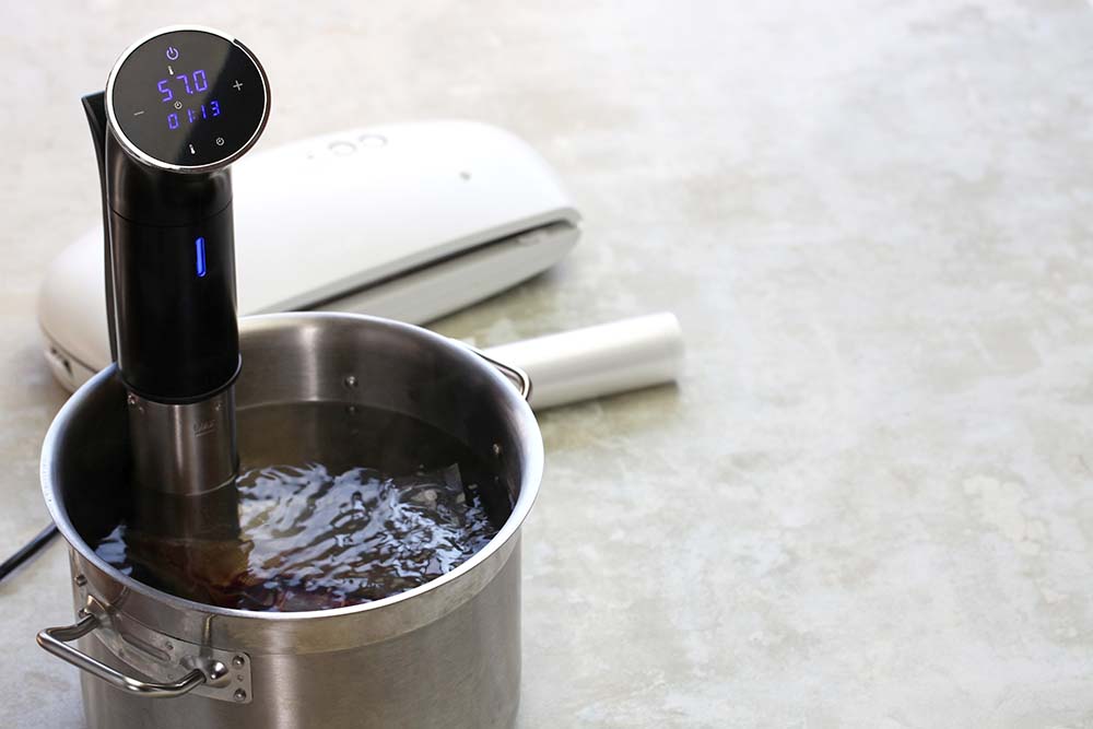 Immersion circulator for sous vide cooking with a stock pot