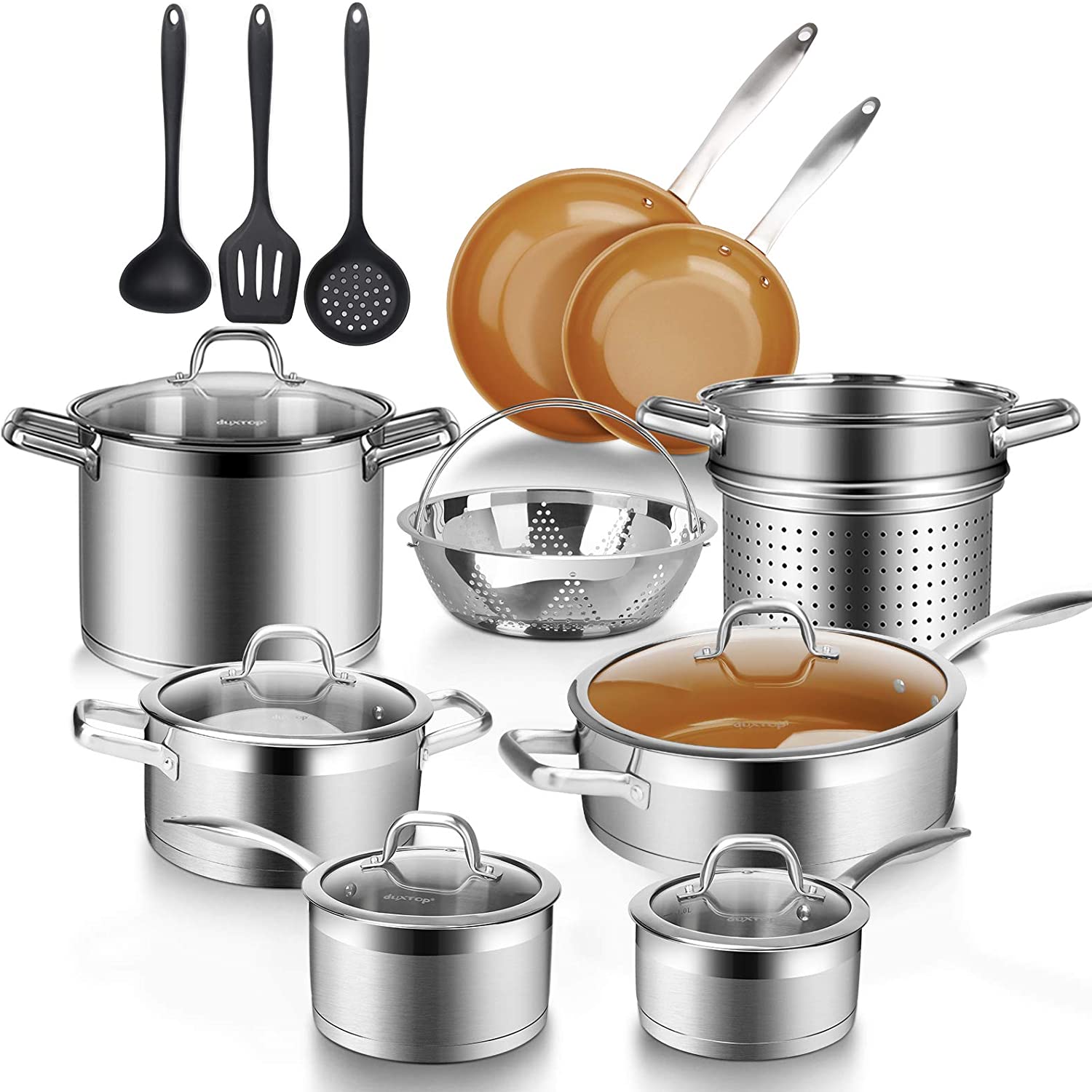 Duxtop 17 piece professional stainless steel pots and pans set