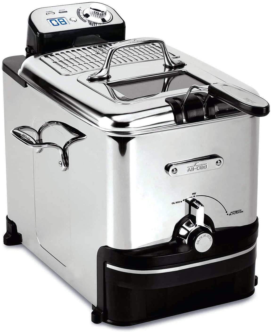 Top of the line stainless steel deep fryer with tons of features. steel deep frying pan