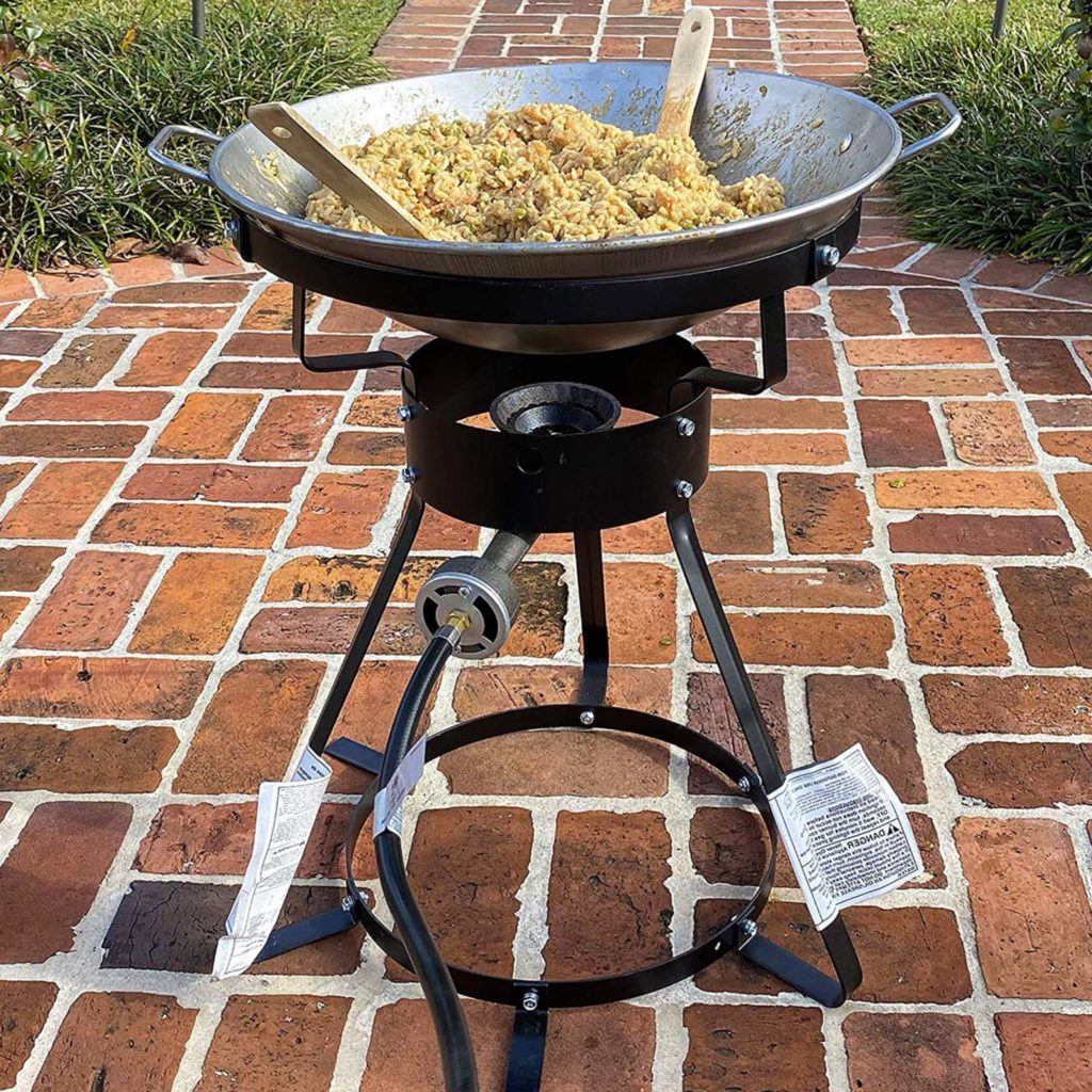 Cooking with an outdoor wok burner on a patio is easy